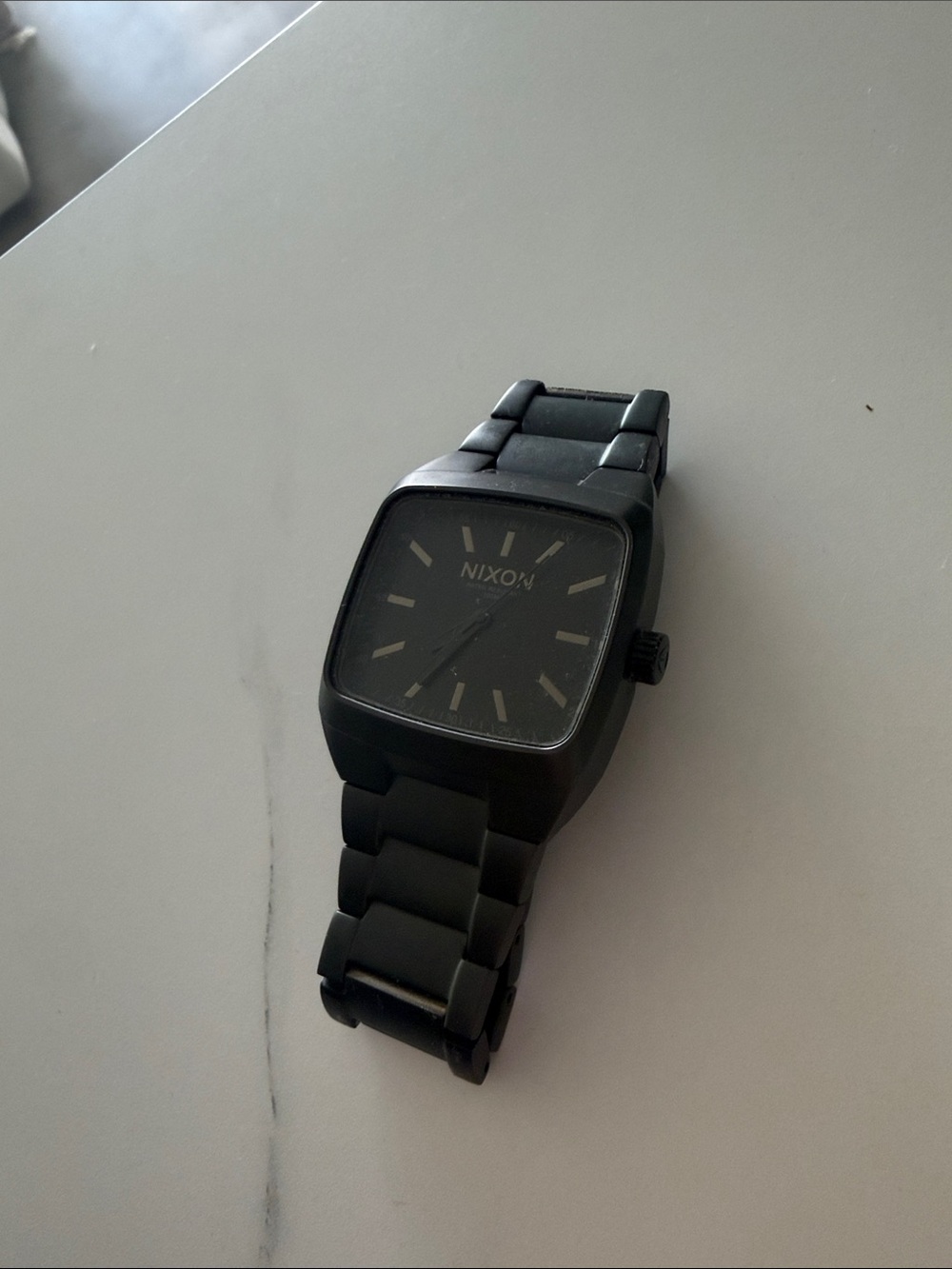 Nixon Matte Black Square-Link Stainless Watch